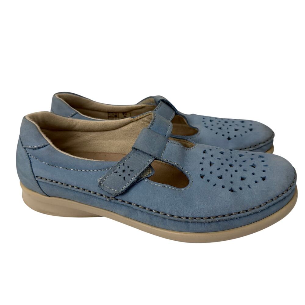 SAS Shoes Womens 9.5 M Roamer Blue Mary Jane Comfort Slip On Adjustable Strap